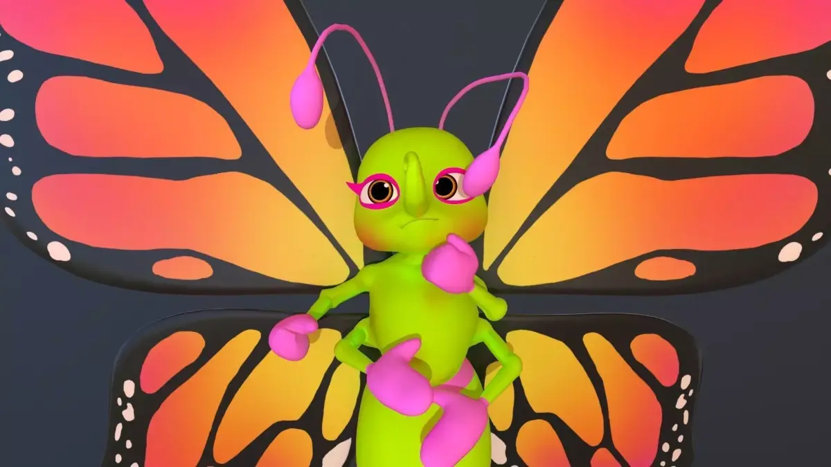 Asset - Cartoons - Character  - Butterfly - Rig - Hight Poly Low-poly 3D model