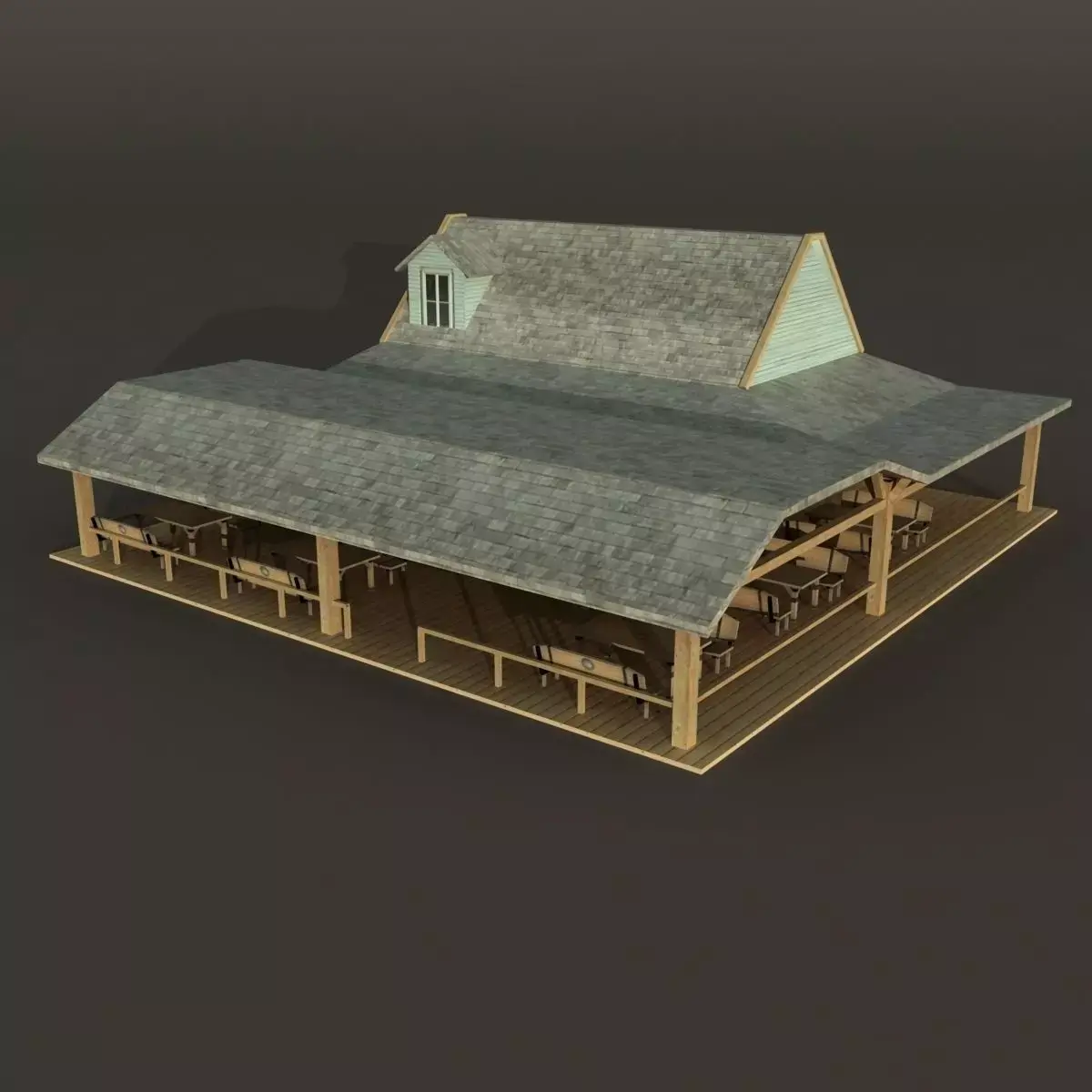 Bar House Wooden Low-poly 3D model