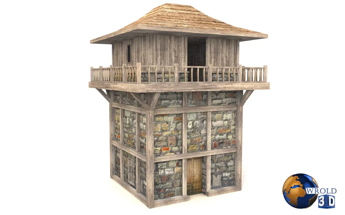 Lowpoly Guard Tower 3D Model Low-poly 3D model