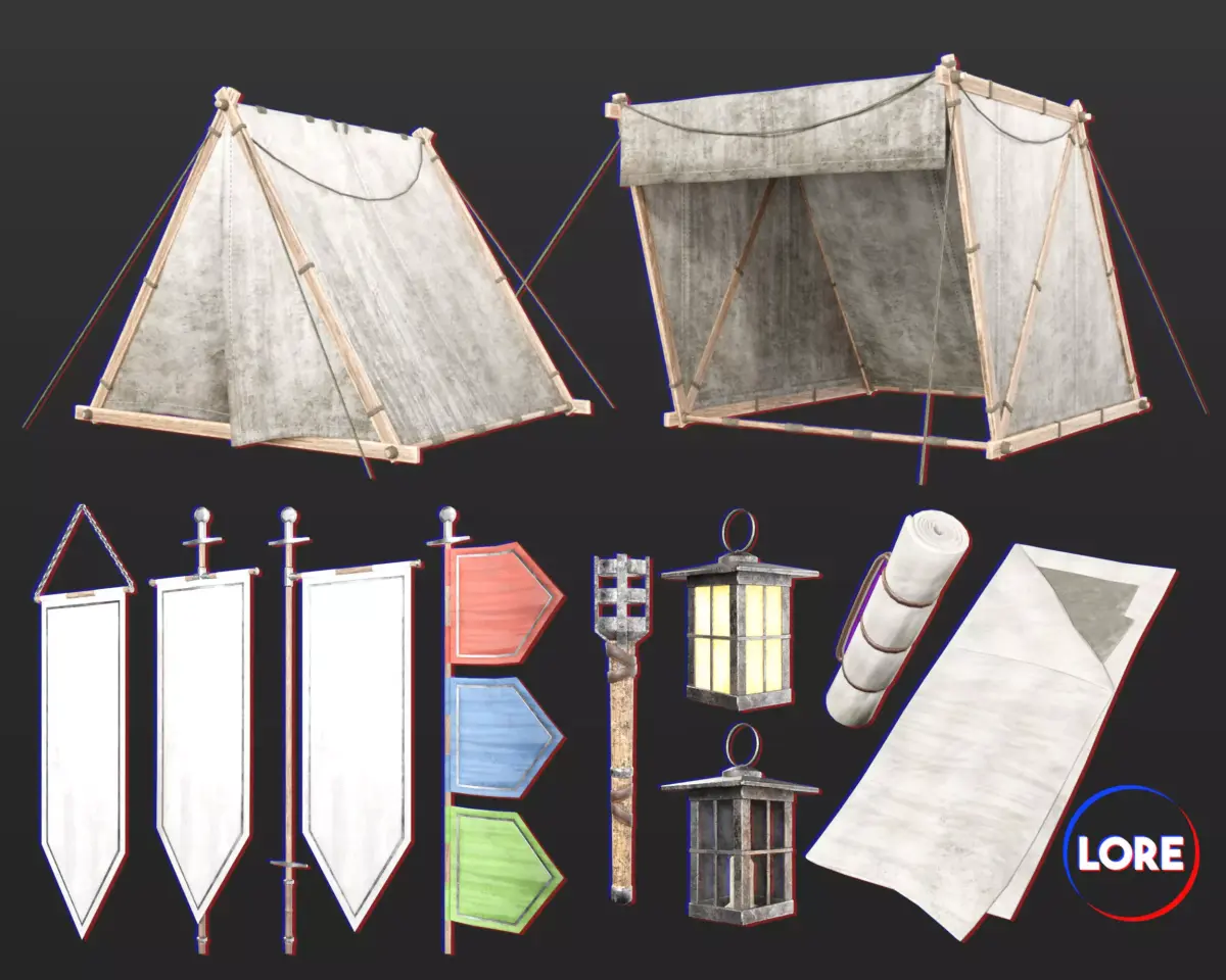 Medieval Collection Knightly Campsite 3D Model Pack