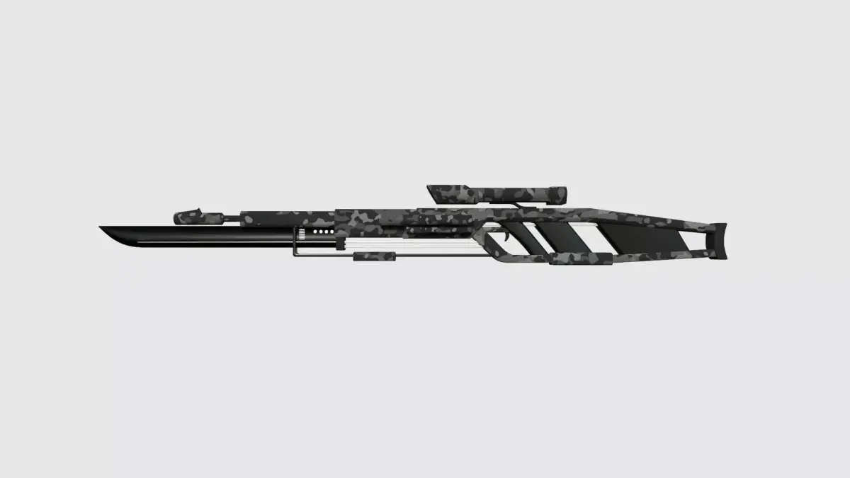 SciFi Sniper Gunblade A08 Black Camouflage - Fiction Weaponry Low-poly 3D model
