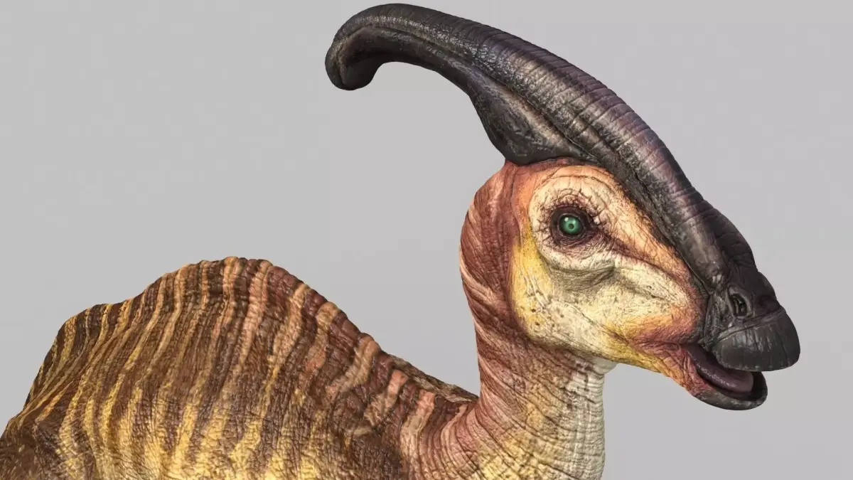 Parasaurolophus dinosaur with long horns Low-poly 3D model purchase