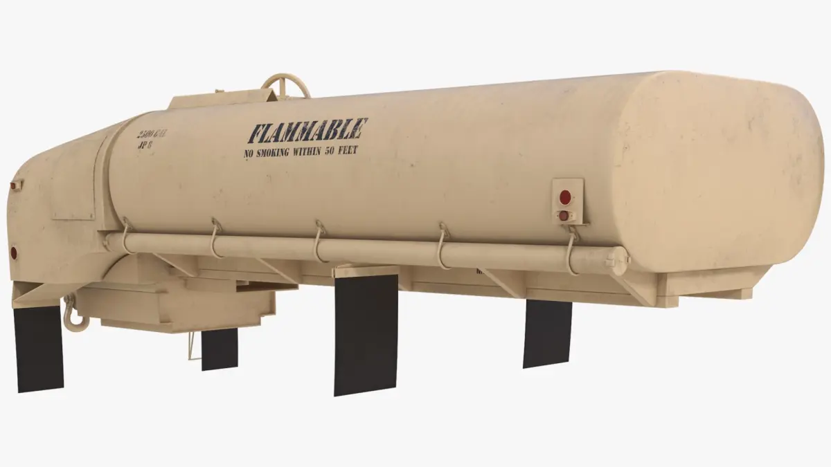 Military Fuel Tank Trailer with Ladder Simplified 3D model