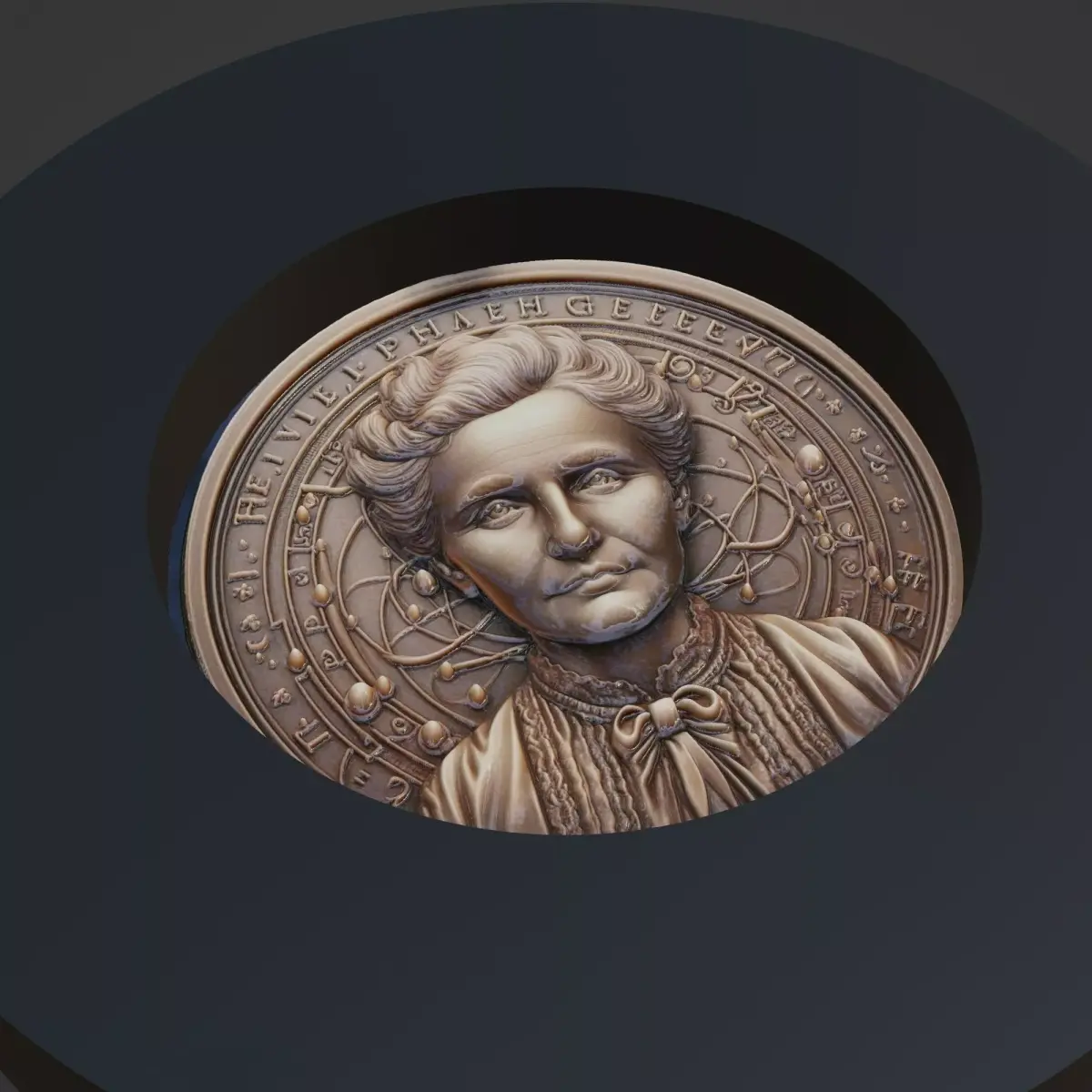 Marie Curie Medallion 3D print model purchase