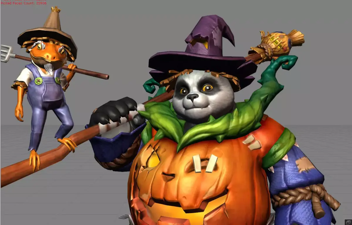 Akai Pumpkin Brawler Low-poly 3D model