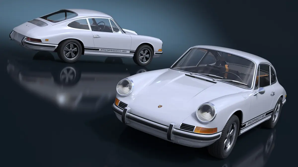 White Porsche 911 1968 3D model
