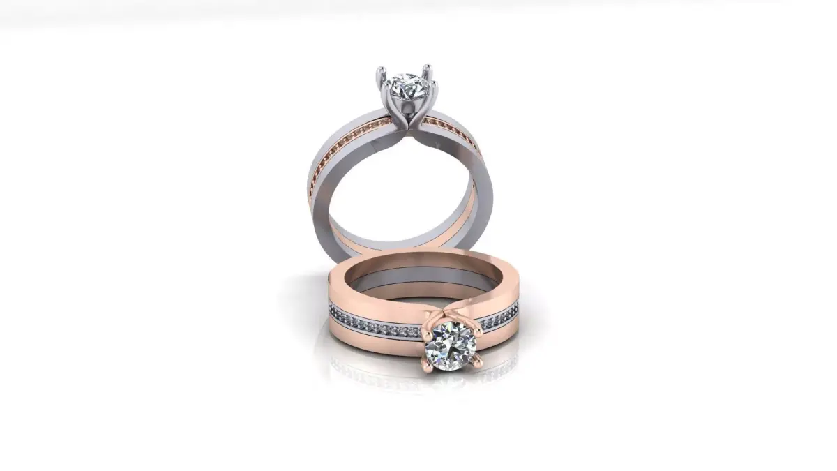 two part solitaire engagement jewelry ring 3D print model