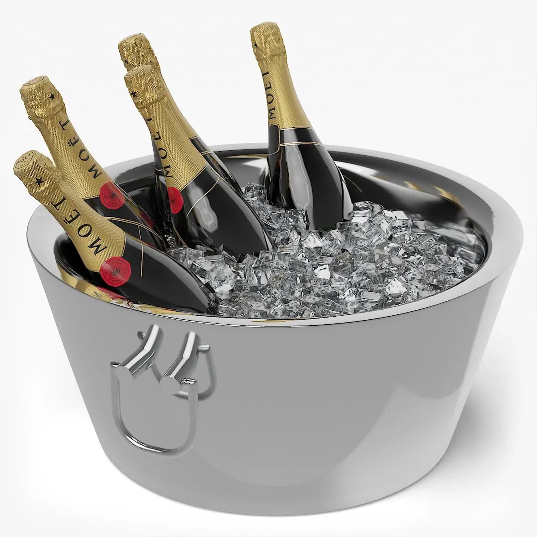 Moet Champagne Bottles in Ice Bucket 3D model