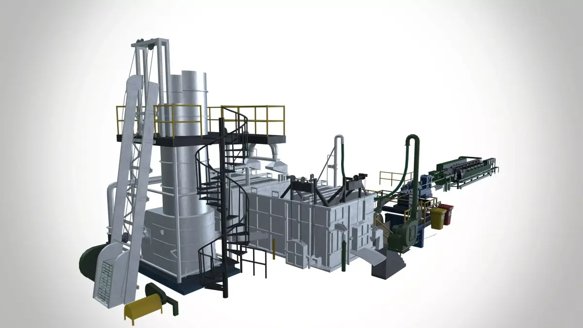Aluminum Wire Casting Machine Aluminum Melting Furnace Low-poly 3D model