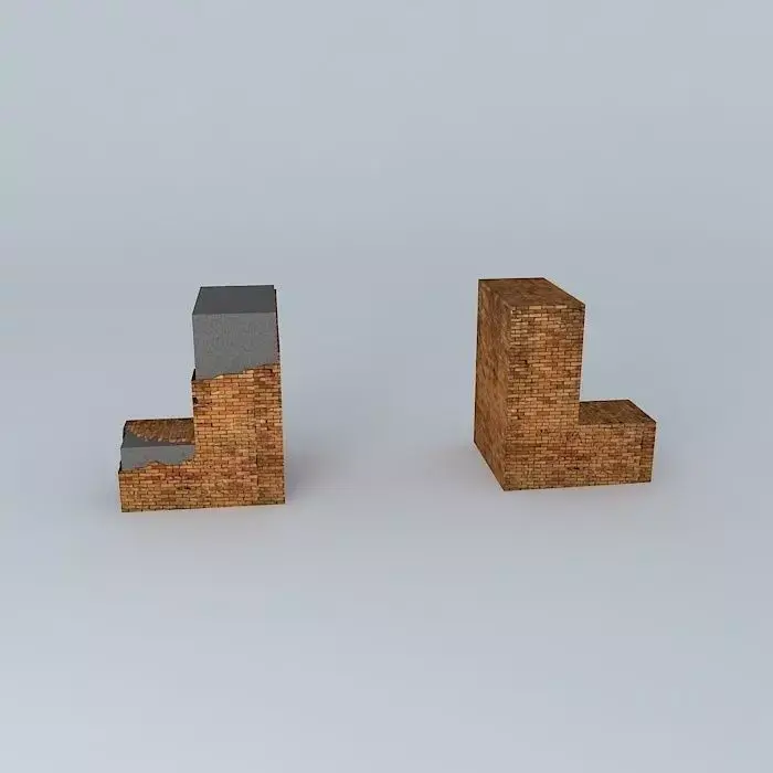 Derelict WWII-Style Brick Gate Low-poly 3D model