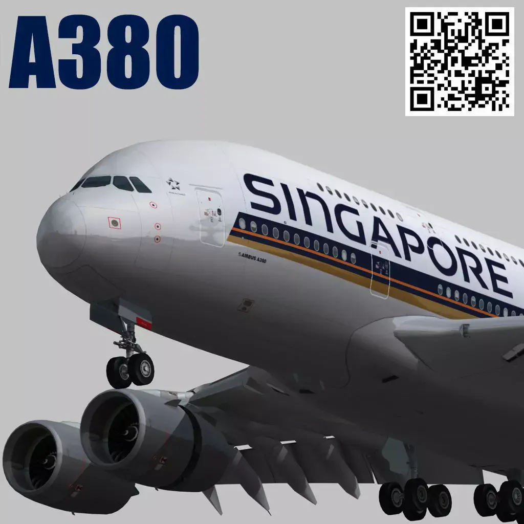 Airbus A380 Singapore Airlines 9V-SKH Low-poly 3D model