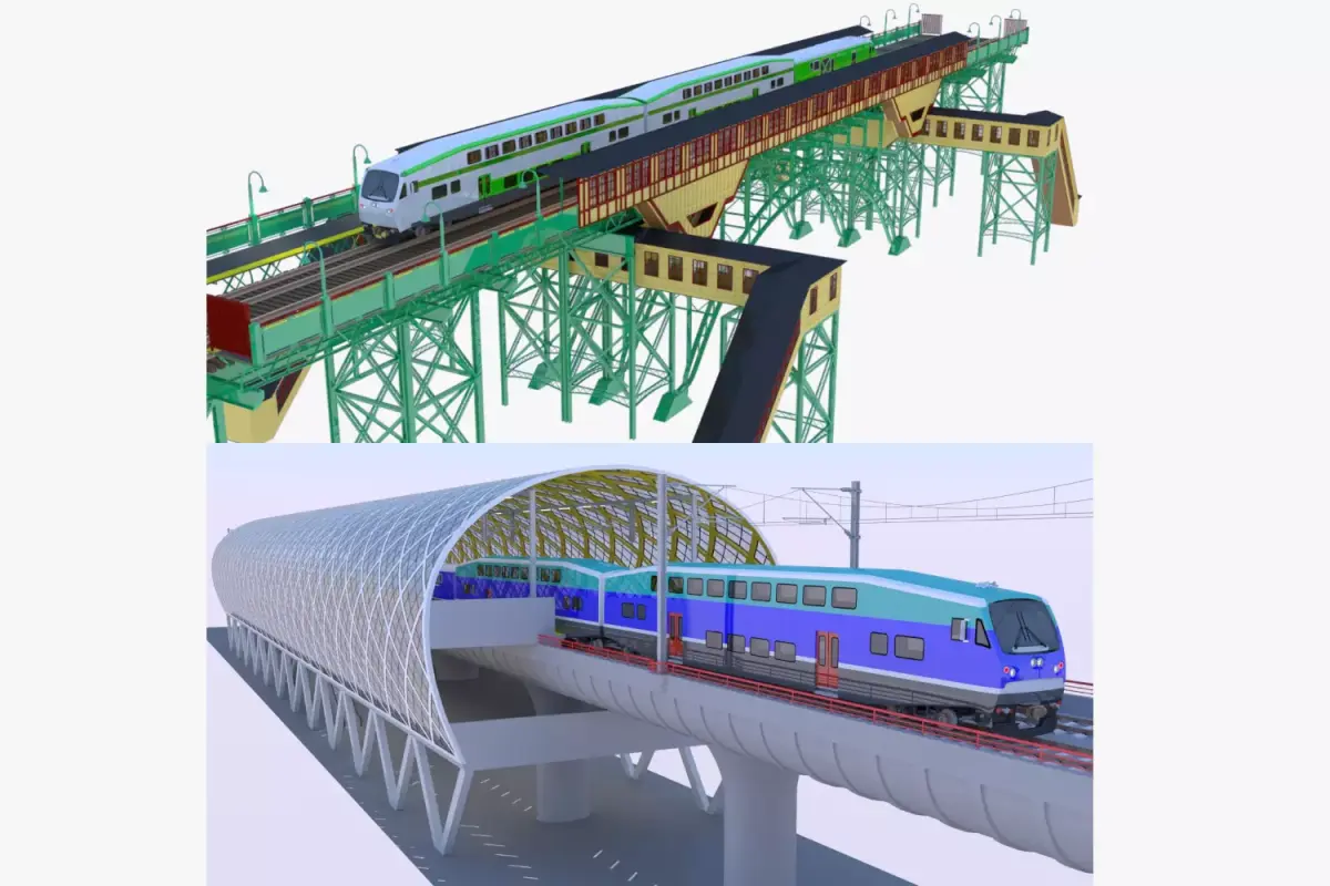 BiLevel train stations bundle 3D Model Pack