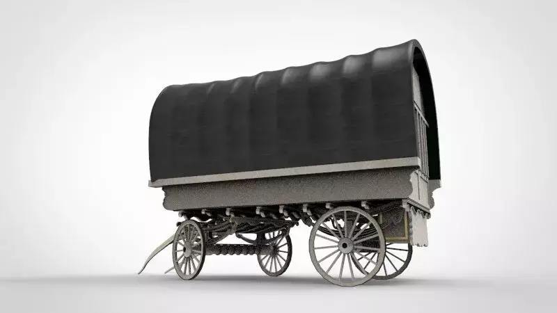 fantasy caravan cart Low-poly 3D model