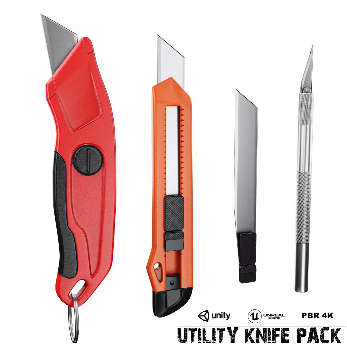 Paper Cutter Utility Knife Pack Low-poly 3D model