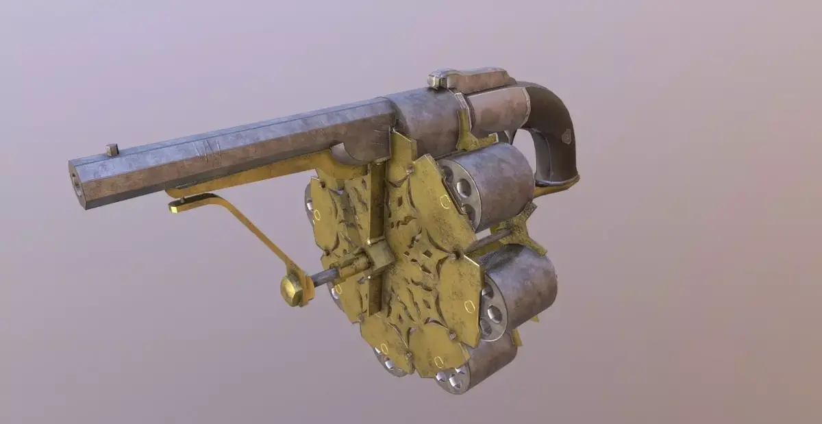 Joseph 48 shot revolver Low-poly 3D model