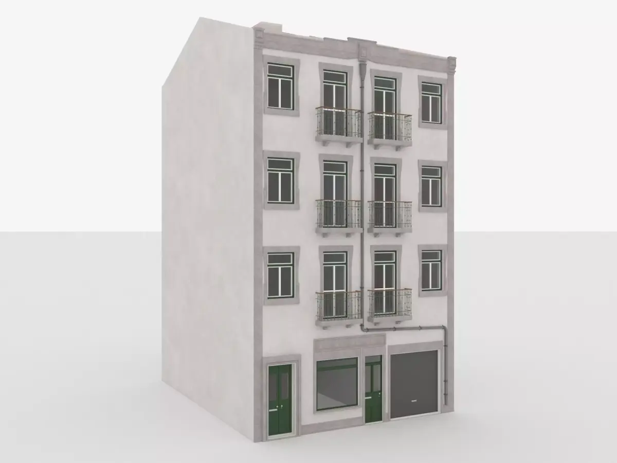 Building Lisbon  Vray and Corona Low-poly 3D model