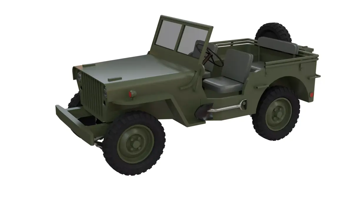 Willys MB Jeep WWII 3D Model Military Jeep Game Ready PBR Low-poly 3D model