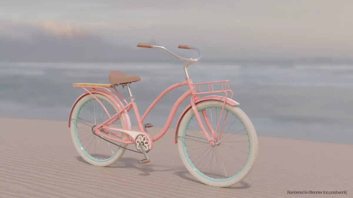 Womens Beach Cruiser Bike Low-poly 3D model