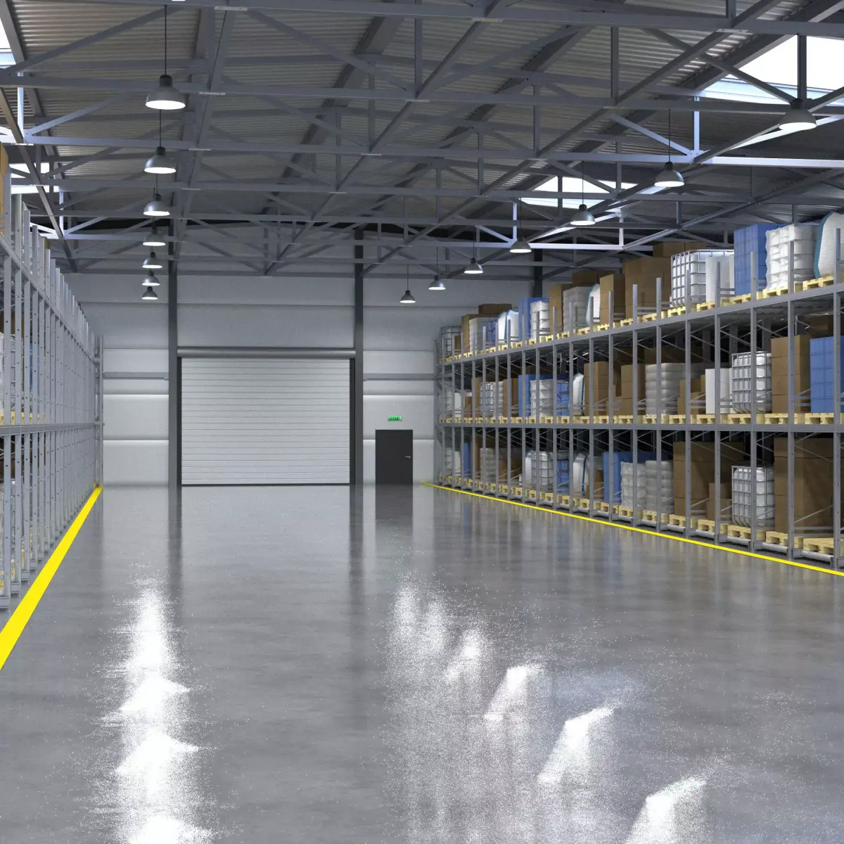 Warehouse 2 with shelves and boxes 3D model