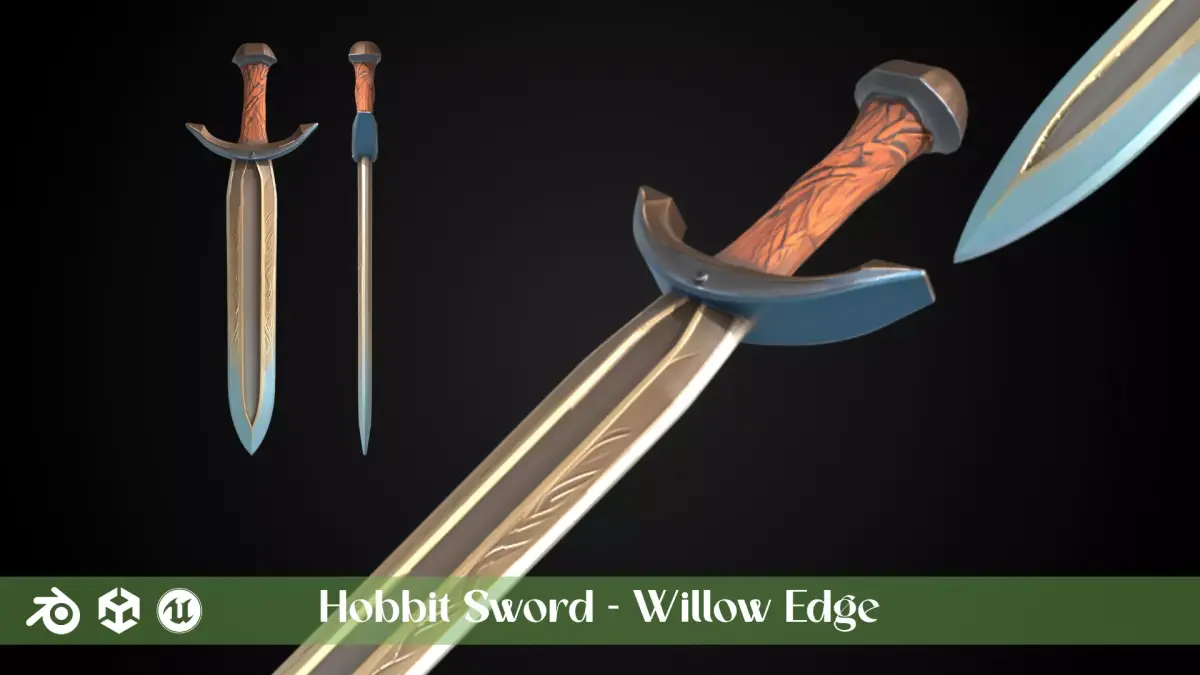 Stylized Hobbit Sword - Willow Edge - Game Ready 3D model