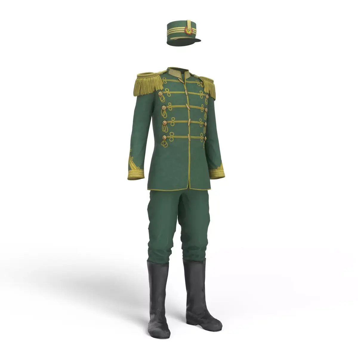 Vintage Military Uniform Green Game Ready Low-poly 3D model