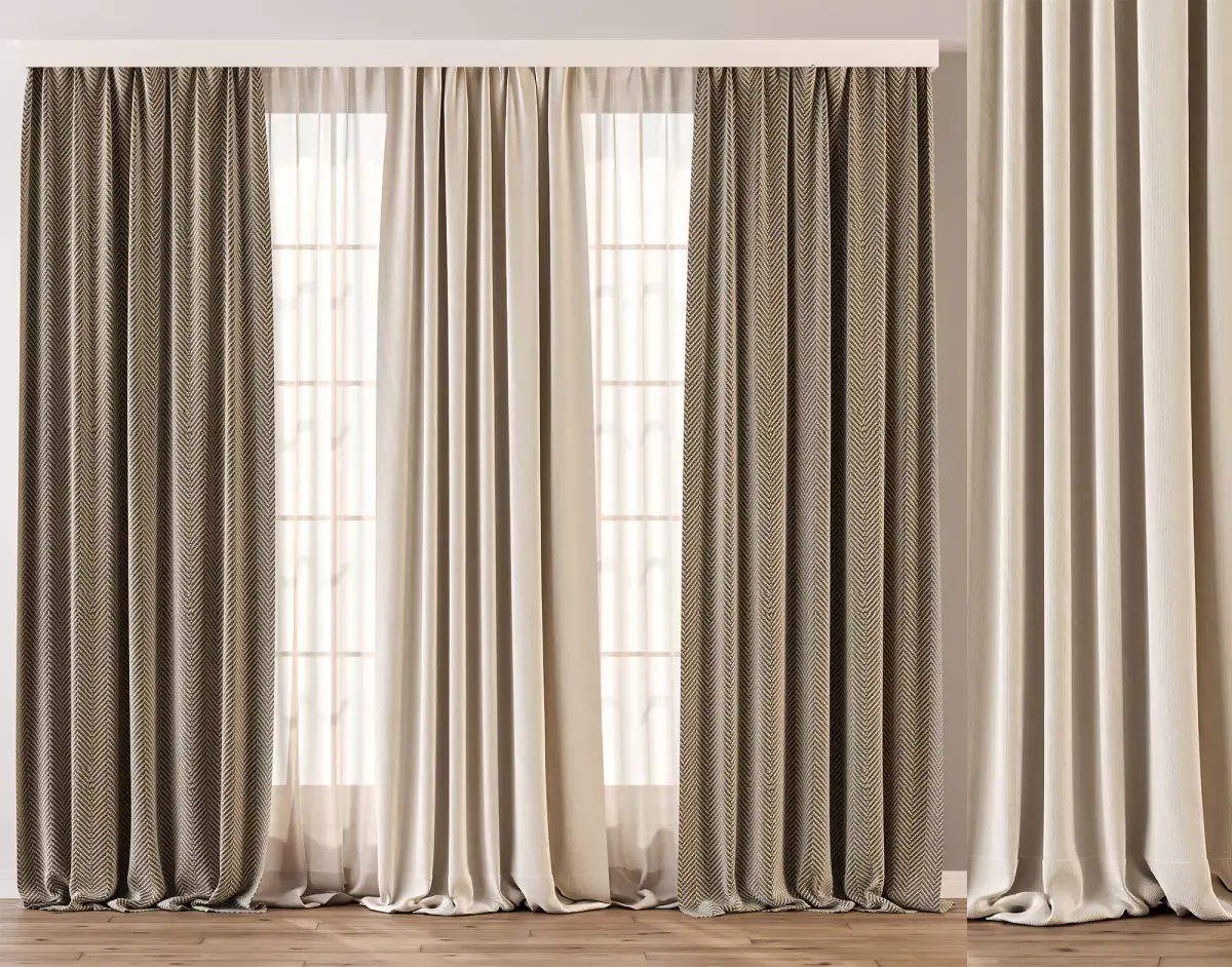 Herringbone and Sheer Curtain  Free 3D model