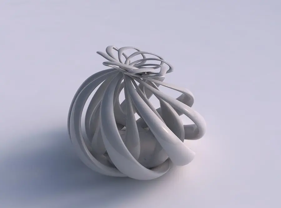 Vase double twisted wide bottom with suqeezed top part squeez... 3D print model