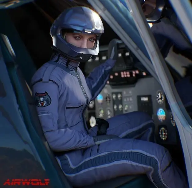 Airwolf Female Pilot Low-poly 3D model