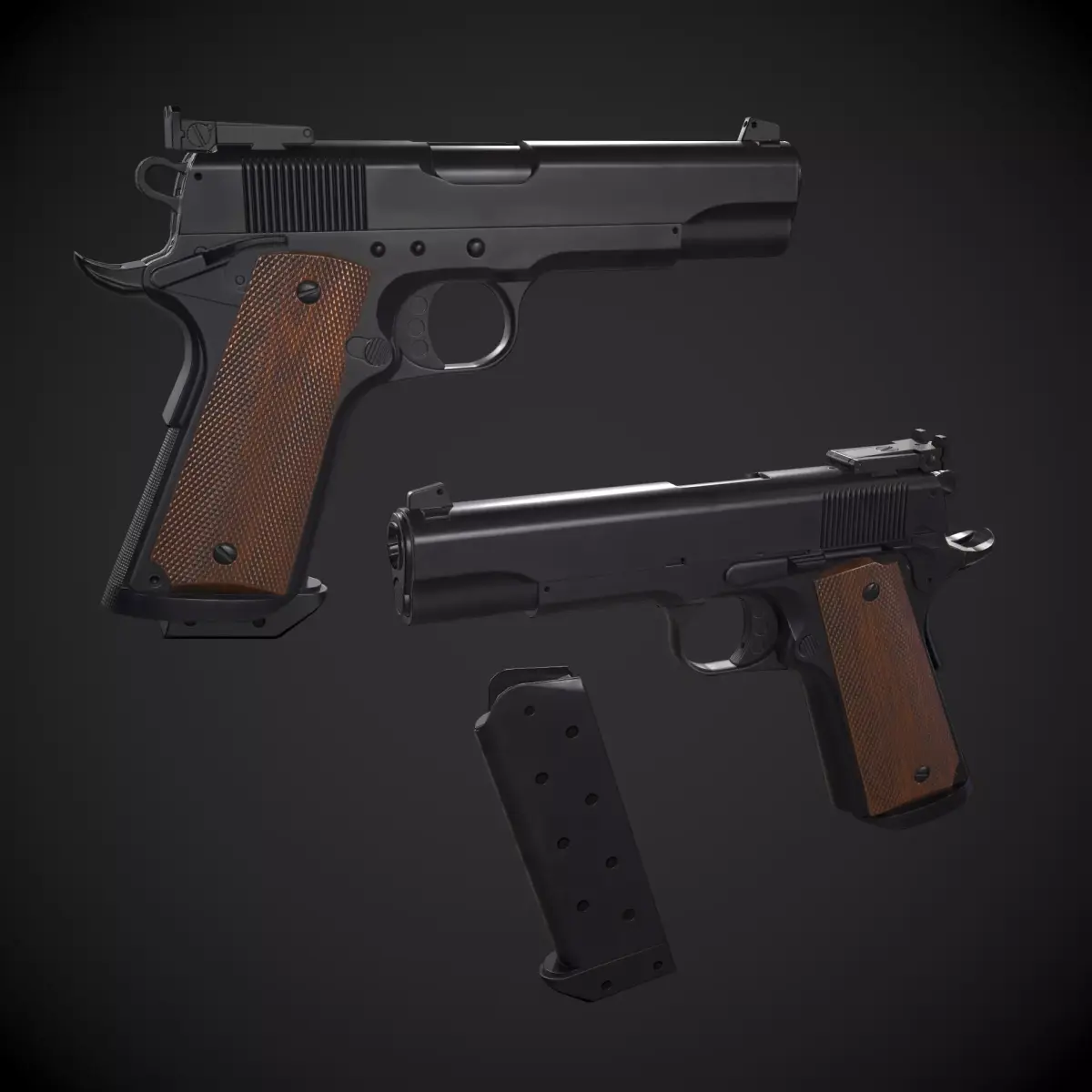 Colt 1911 Low-poly 3D model 3