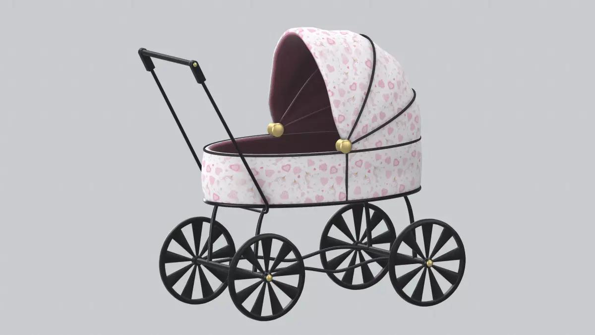 Doll carriage Dolls and their accessorizes  PBR model Low-poly 3D model