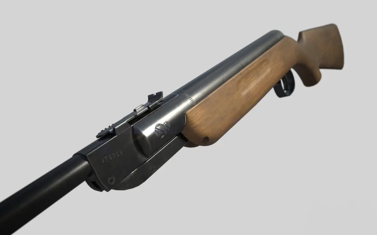 Airgun PBR wooden rifle Low-poly 3D model