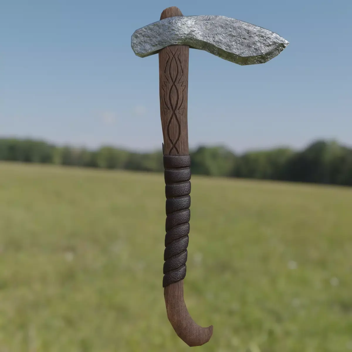 Axe PBR Low-Poly Game ready 3D model viking Low-poly 3D model
