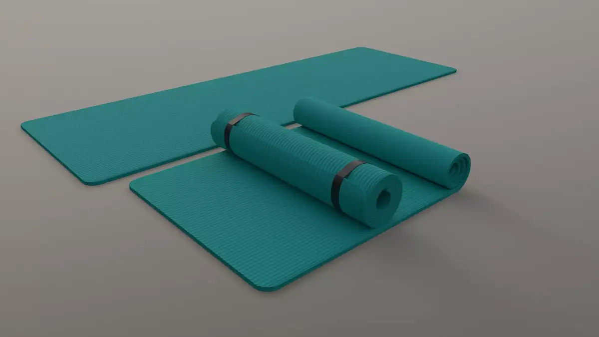 PBR Yoga Mat - Tiffany Blue Low-poly 3D model