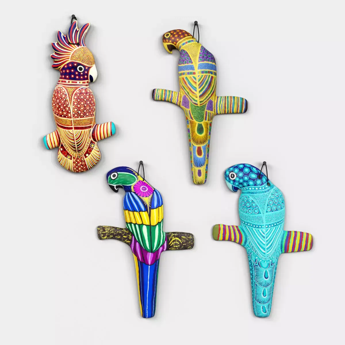 Parrots parrot charms - Low-poly 3D model