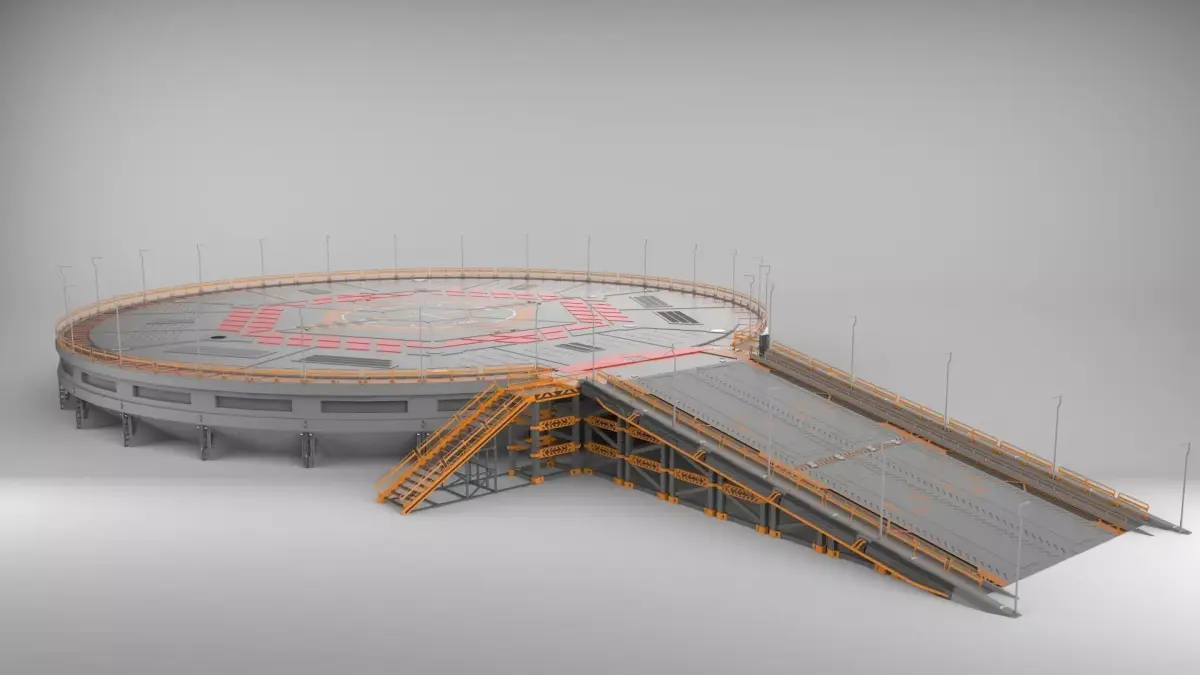 sci-fi landing platform 4 3D model