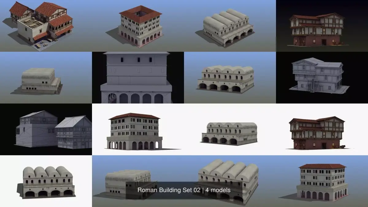 Roman Building Set 02 3D Model Collection