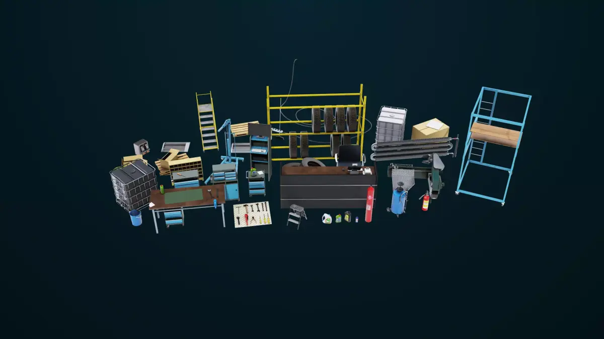 Workshop Tools Pack All PBR Unity UE Textures model Low-poly 3D model