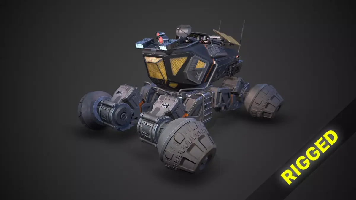 Sci-Fi Mars Rover Low-poly 3D model
