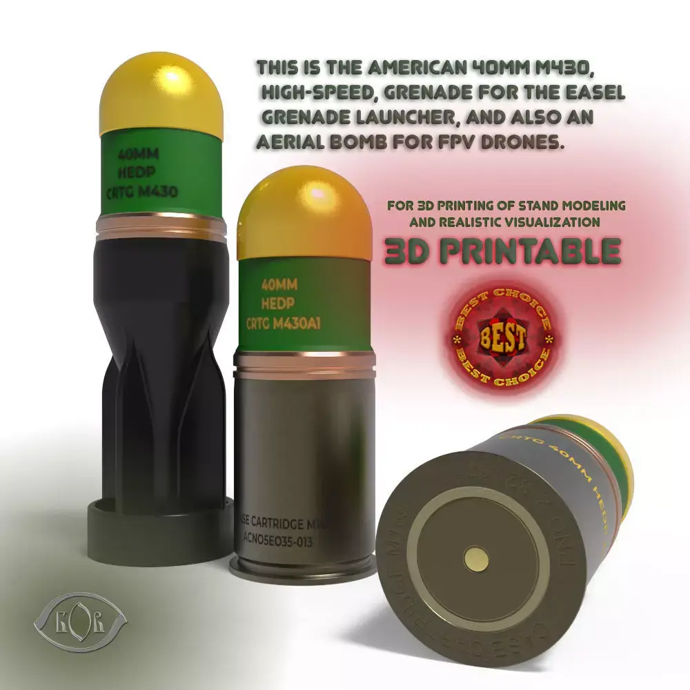 M430 40mm Projected Grenade Bomb for FPV drones  Shell Cartridge 3D model