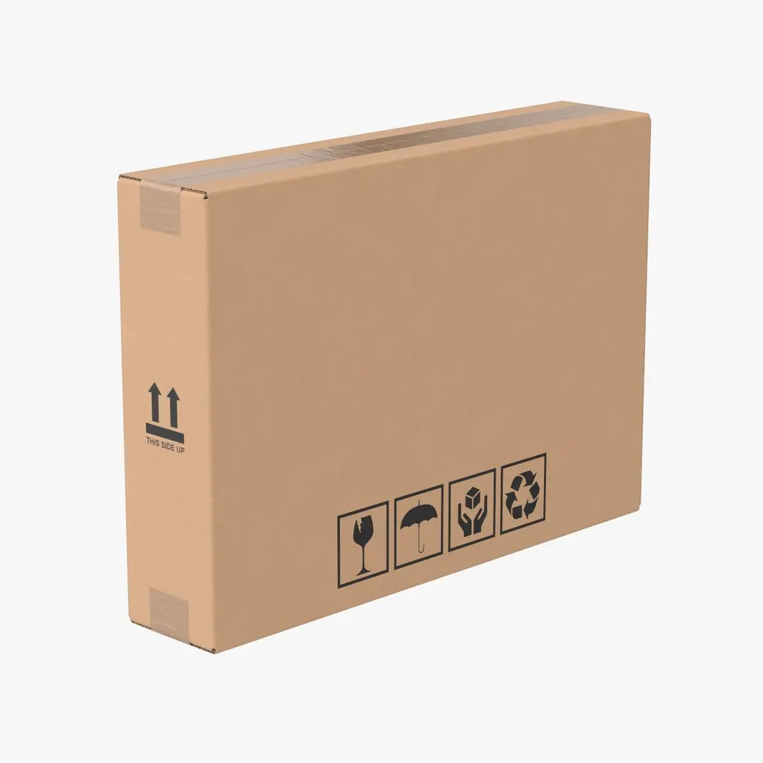 Cardboard Box 50x10x35 Closed 3D model