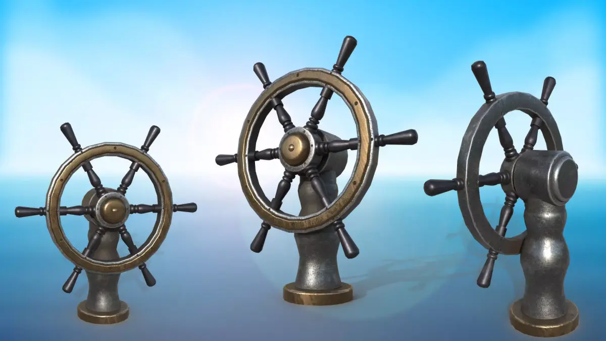 Vessel Wheel for sea ship and bell PBR game ready Low-poly 3D model purchase