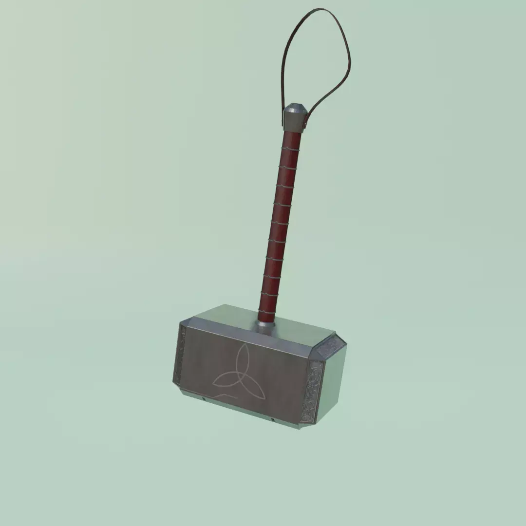 Mjolnir Thor Hammer 3D Model low poly Free low-poly 3D model