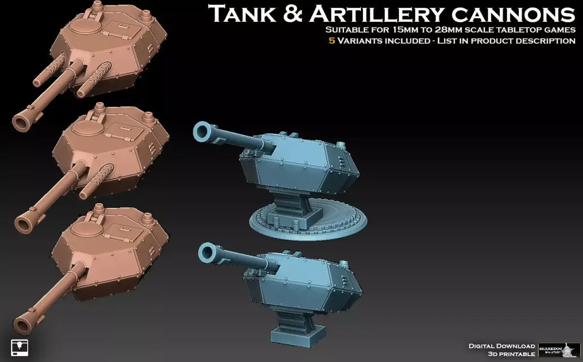 Tank And Artillery Cannons 3D print model