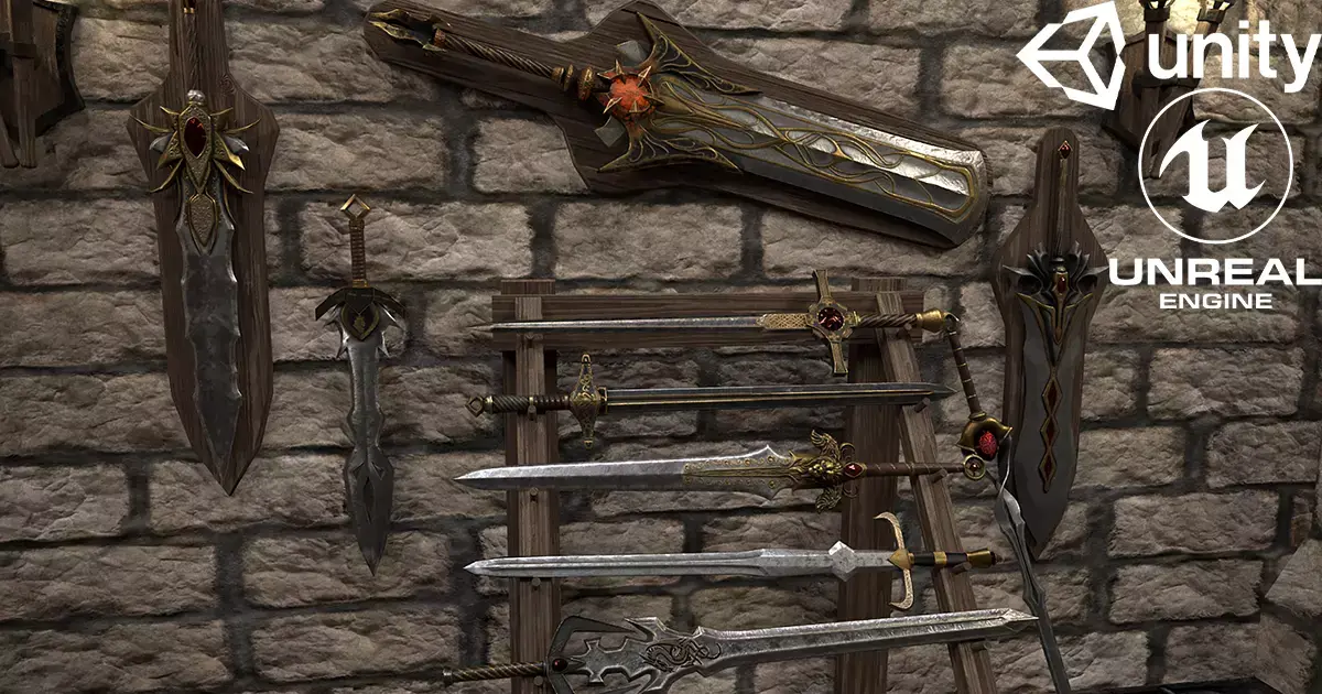 Sword Fantasy Low-poly 3D model Low-poly 3D model