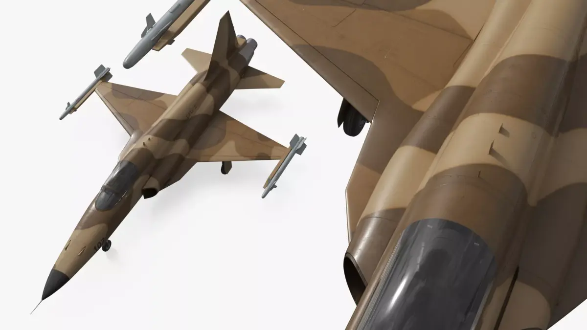 Sand Camo Jet Fighter with Wing Missiles Simplified 3D model