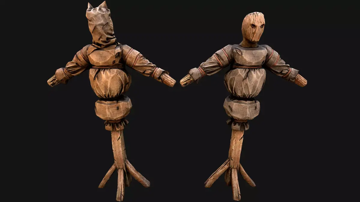 Wooden Dummy Medieval Training Camp Environment  Low-poly 3D model