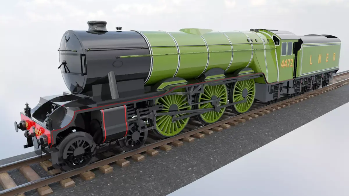 Animated Flying Scotsman Steam Train Low-poly 3D model