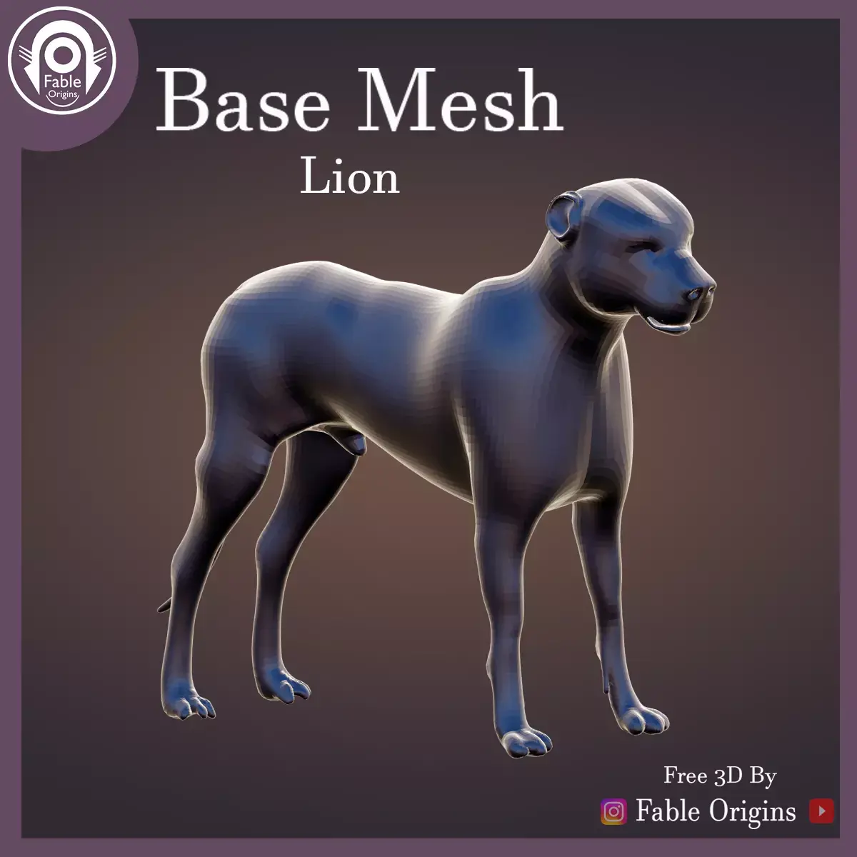 BASE UNTEXTURED LION Free low-poly 3D model