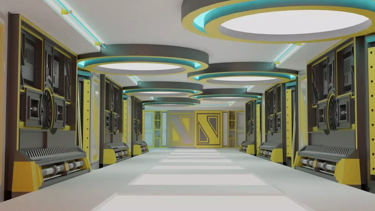 sci fi corridor 3D model 162