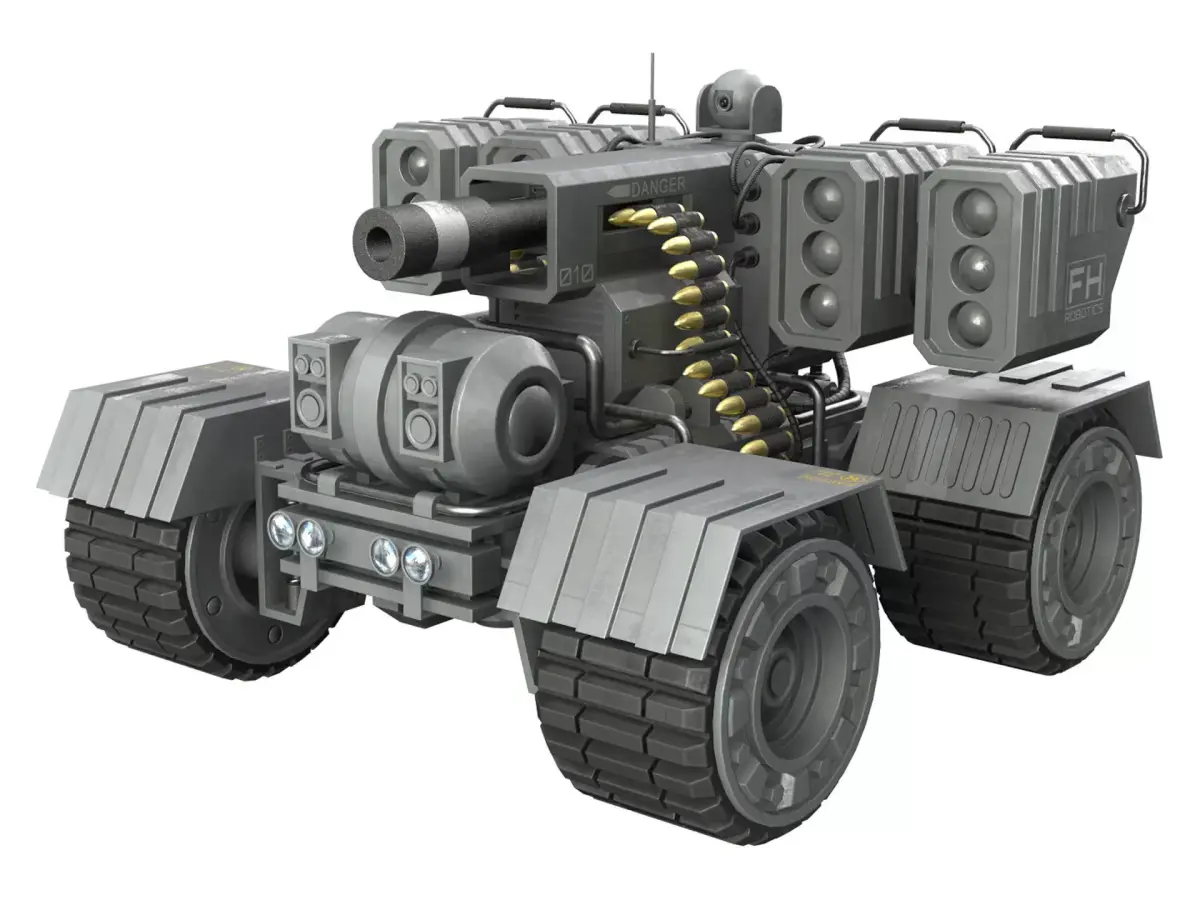 UGV Concept-3-Grey-Clean Low-poly 3D model